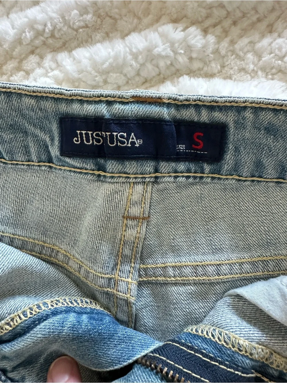 Light Blue Distressed Denim Cutoff Shorts